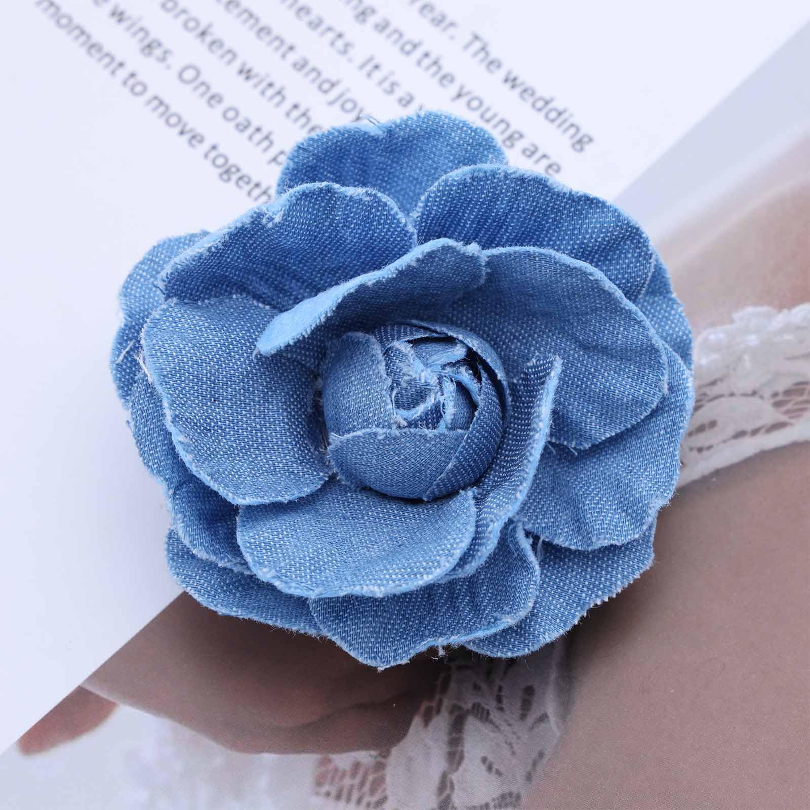 Amazon.com : Camellia Flower Hair Clip Brooch Fabric Blue 