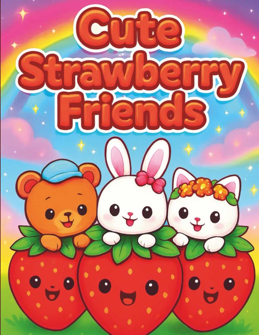 Cute Strawberry Friends: A Bold & Easy Coloring Book with 50 Adorable Strawberry-Themed Pages for Kids & Cute-Lovers