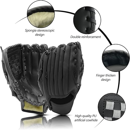Miniatura 4 de Guante de béisbol, guante de béisbol y sóftbol, diseño ergonómico, guante de béisbol cómodo y duradero para niños, jóvenes y principiantes
