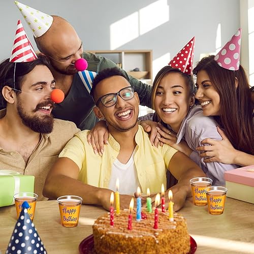 Miniatura 5 de Lallisa 100 vasos de chupito desechables de plástico de feliz cumpleaños, 2 onzas, vaso de chupito de cumpleaños, degustación de bebidas,