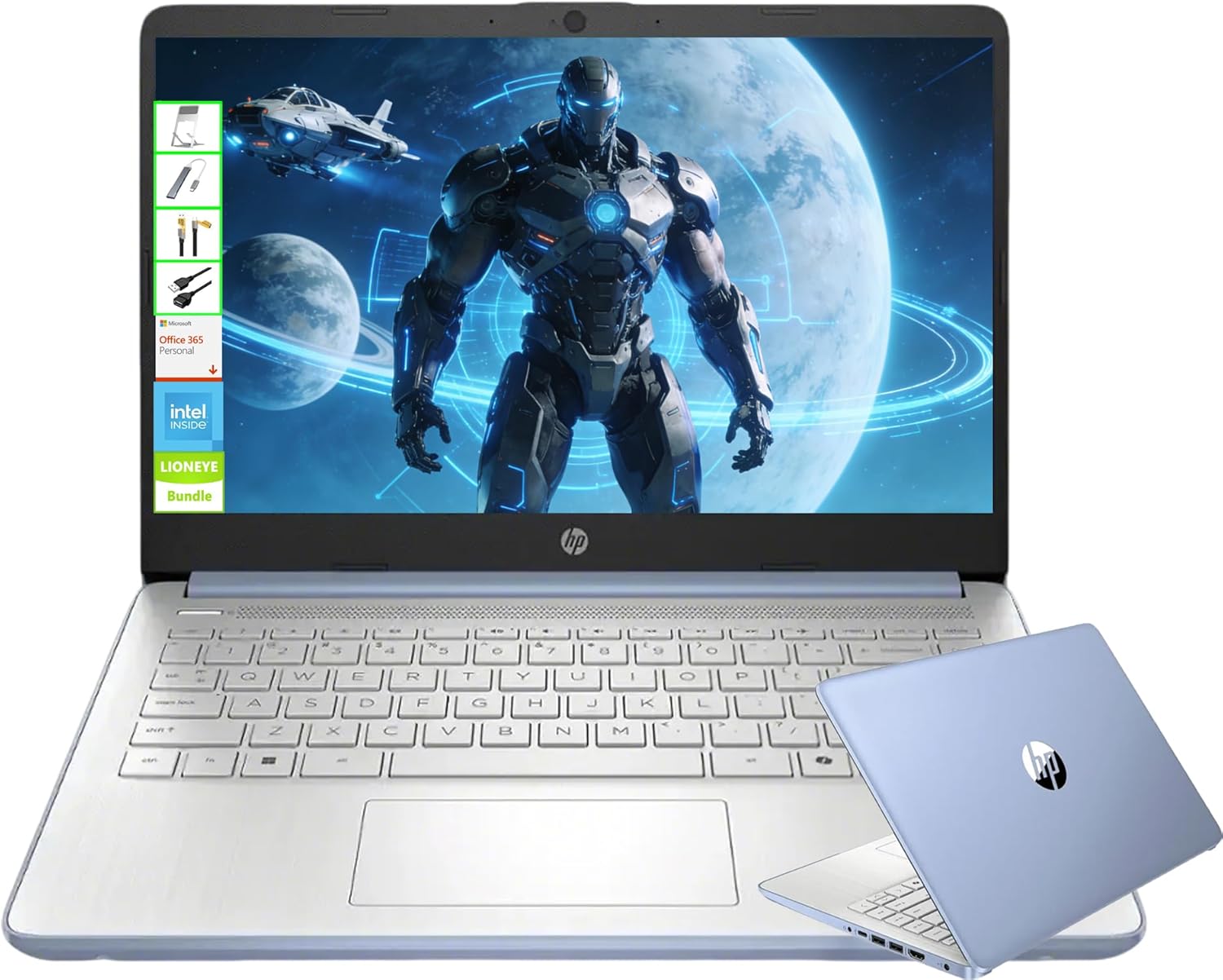 HP 14 Inch Elite Laptop 2026, Intel 4-Core, Copilot AI, 11H Battery Life&HP Fast Charge, Micro-Edge Bezel Display, Thin Portable Design, Windows 11 with 1-Year Microsoft 365, Sky Blue, LE Bundle