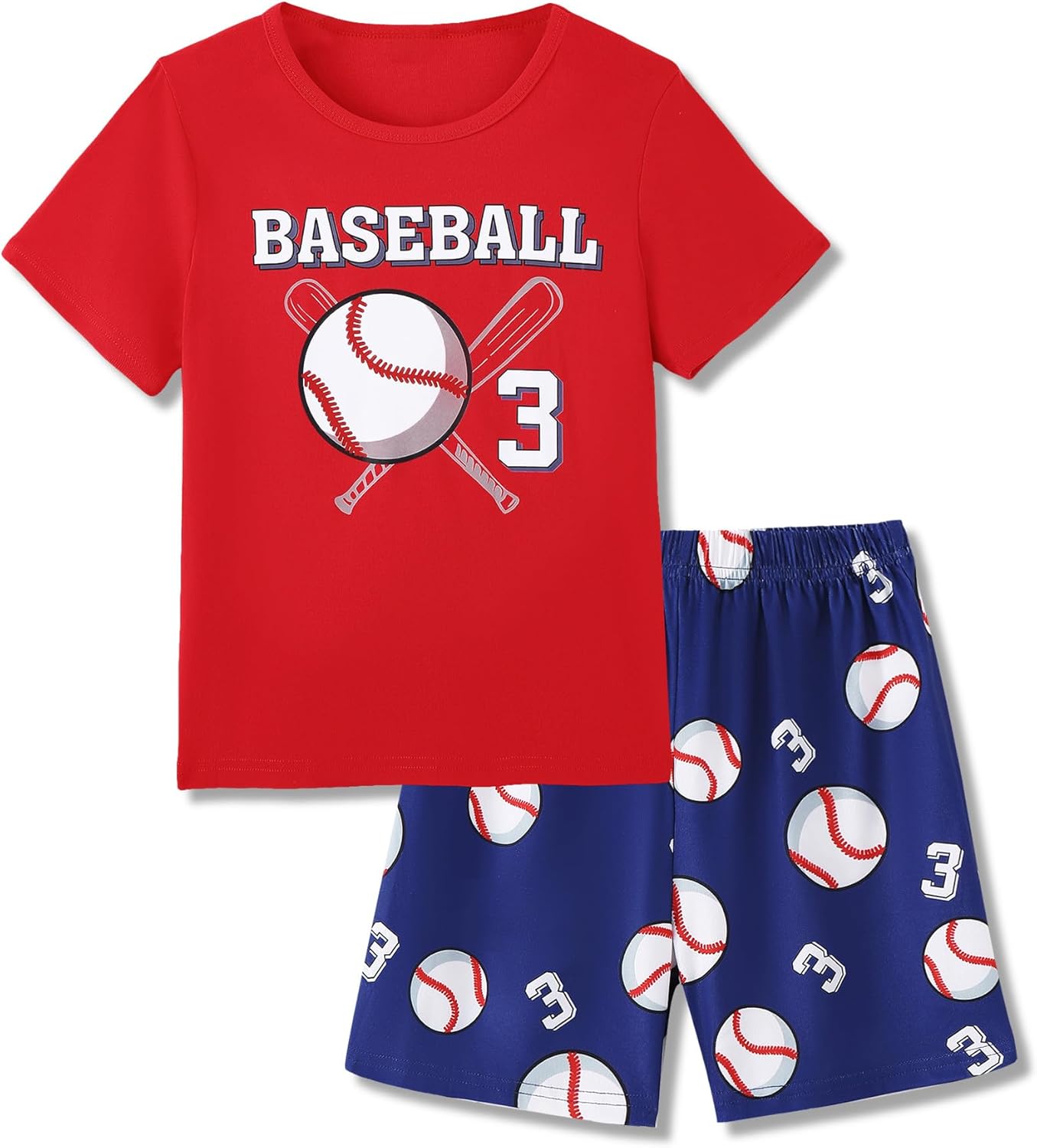 Mikrdoo Boys Pajamas Short Sleeve Summer Cool PJs Set 2-Piece Cozy Sleepwear for Kids Size 6-16 Years
