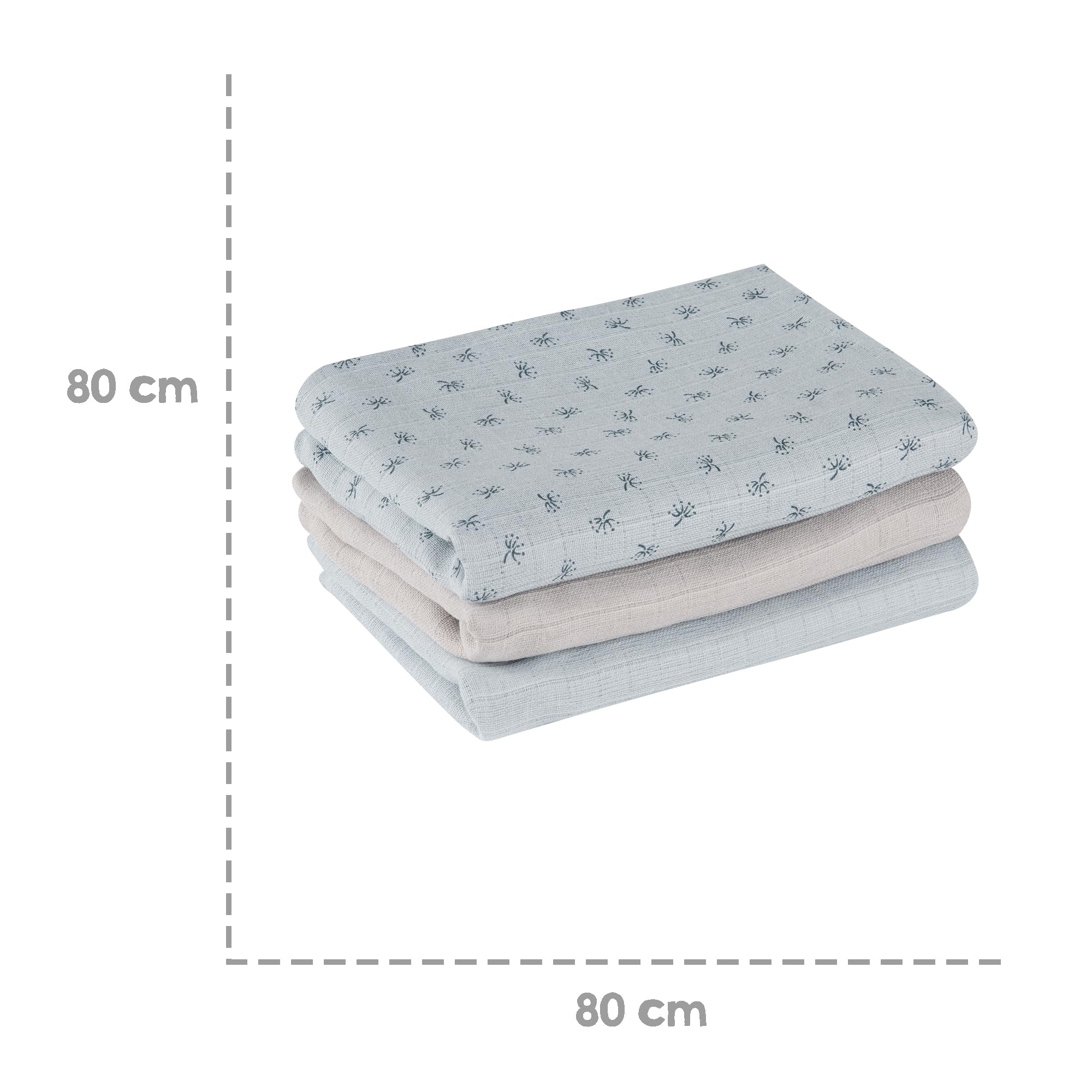 roba organic 3er Windel Set Lil Planet - 80 x 80 cm - Musselin - Textilwindeln aus Bio Baumwolle - GOTS & Oeko-Tex 100 zertifiziert - Hellblau