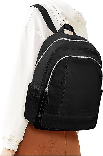 Mini mochila para mujer, tamaño mediano, pequeña, negra, mochila de viaje, mochila universitaria, A-Negro, Casual