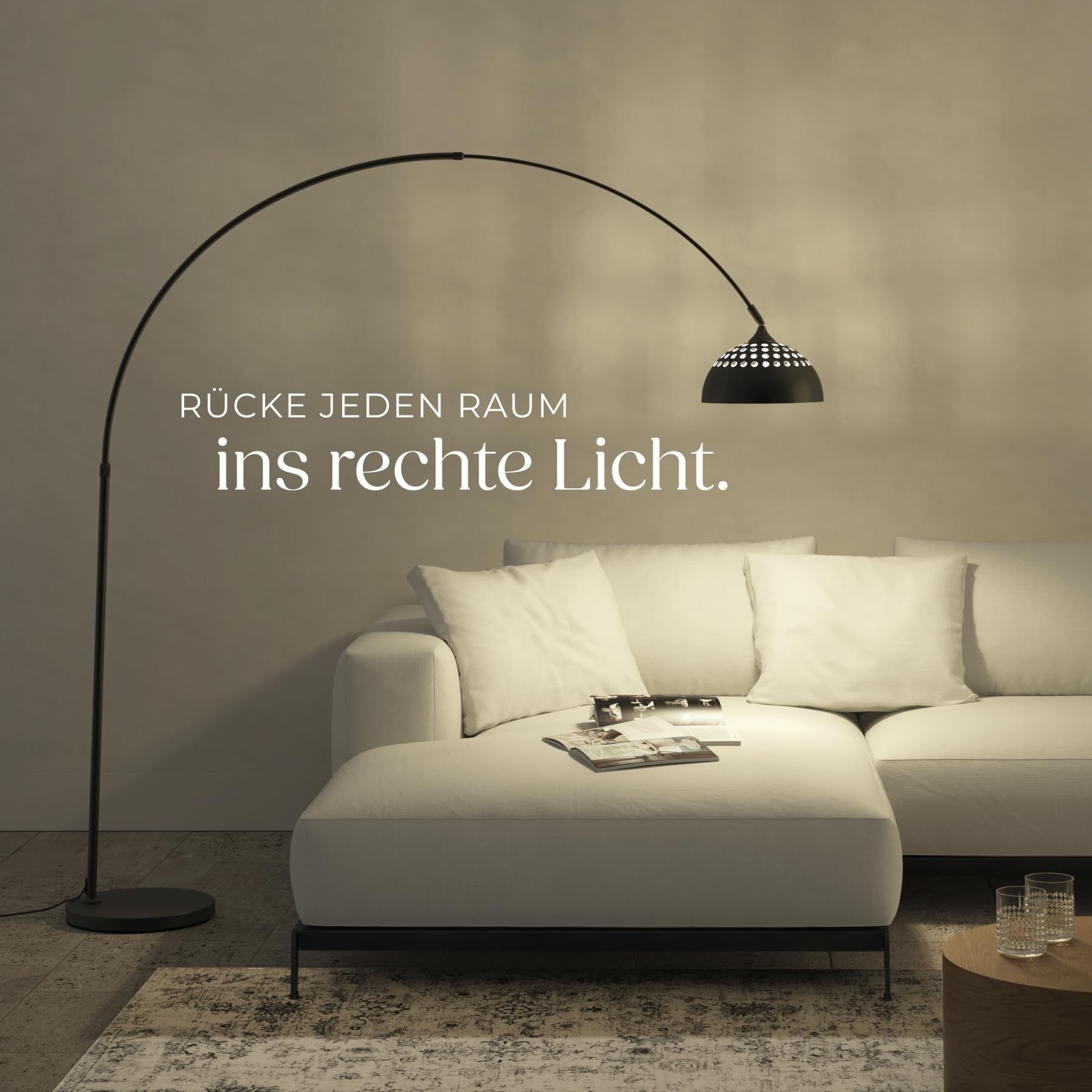 tectake® Bogenleuchte, Bogenlampe, Stehlampe Wohnzimmer, Esszimmerlampe modern, Schirmlampe hängend, Retro Vintage Optik, Lampe Esszimmer, Standleuchte, Standlampe - schwarz