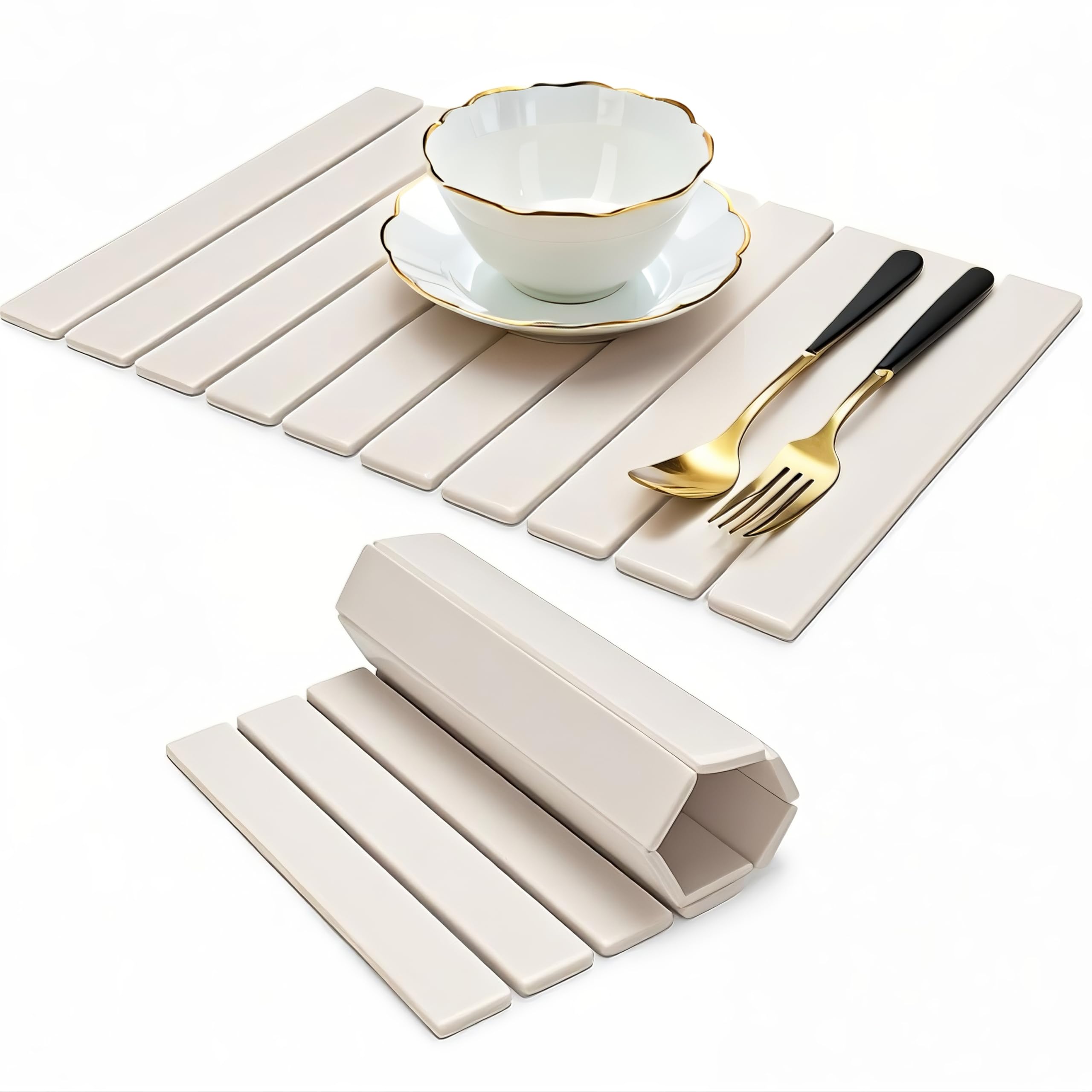 PZEKKEN Large Stone Dish Drying Mats for Kitchen counter,Diatomaceous Earth Dish Drying Mat,Dish Drying Mats For Kitchen,counterFoldable Dish Drying Mat (wihte, 24*16)