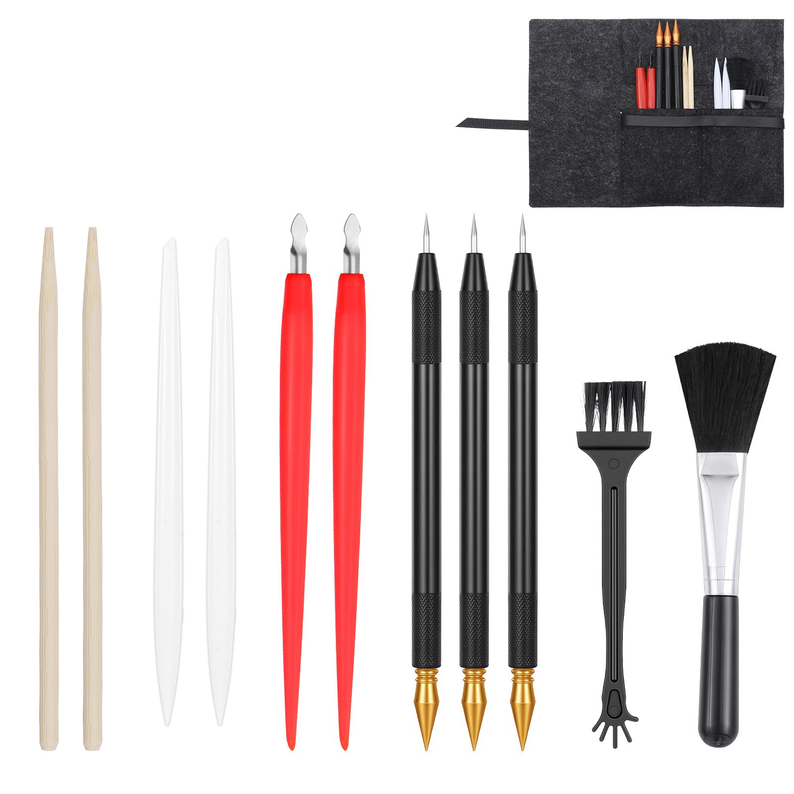 Scratch Art Tools, 12Pcs Scratching Drawing Tool Set Including Tools Bag, Scratch Coloring Pens, Plastic and Wooden Stylus, Scraper, Clean Brush