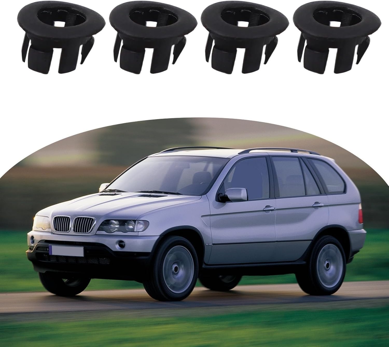 Door Lock Rod Grommet Set for BMW Interior Door Panel Clip Fastener Compatible with X5 E53 1999-2006 51418408567 Black Plastic 4 Pieces