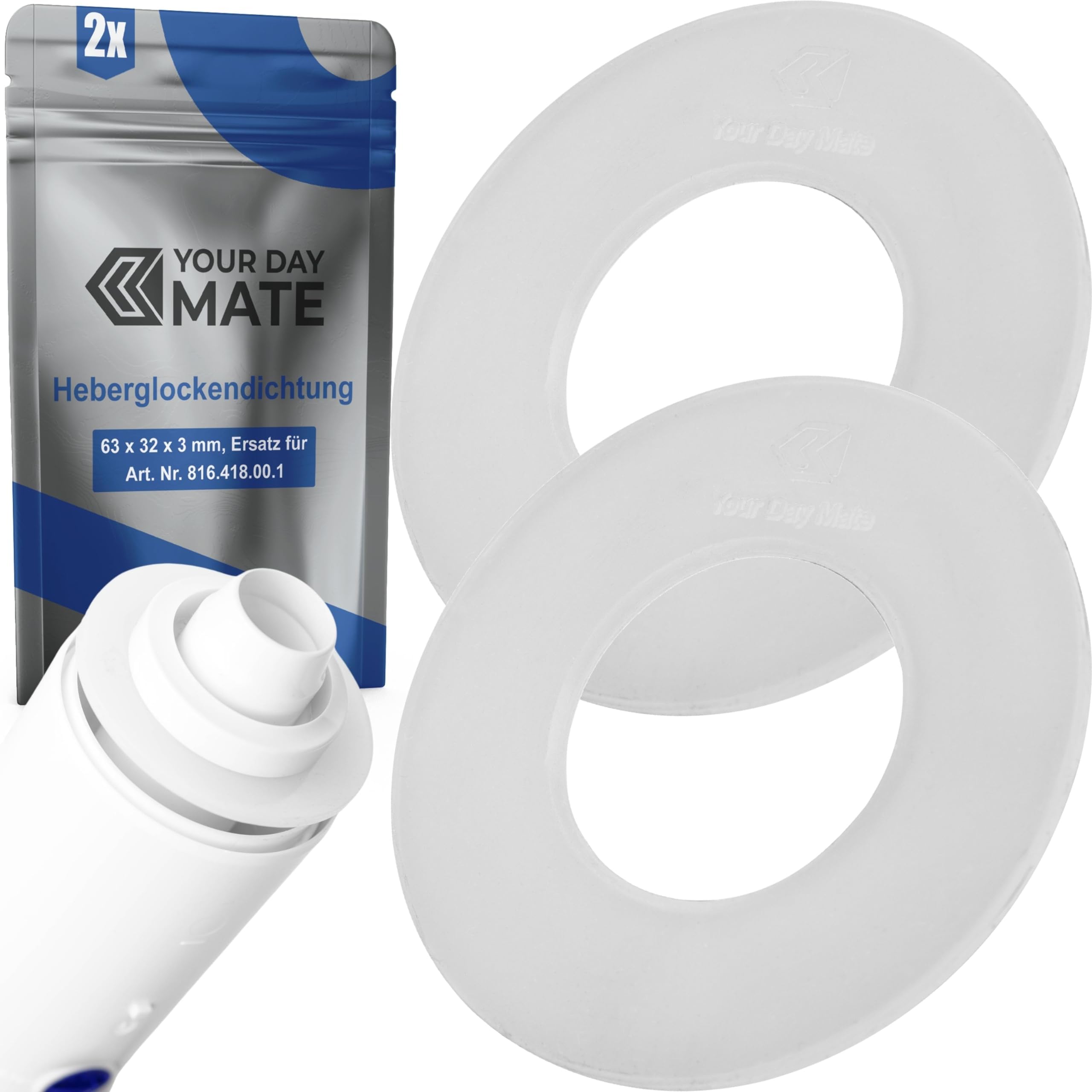 Guarnizione Campana Sollevamento 2 Pezzi - 63x32x3mm, Per Cassette WC Geberit - Foto 5