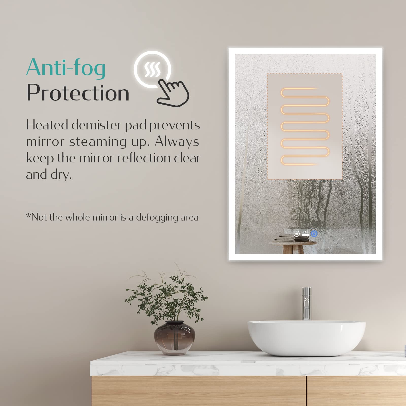 EMKE Smart LED Bathroom Mirror With Motion Sensor & Demister - 500x700mm Wall Mounted Vanity Mirror-1090058