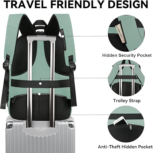 Miniatura 5 de MATEIN Mochila para laptop para mujeres, expandible de 15.6 pulgadas con puerto de carga USB, mochila antirrobo para viajes y escuela, mochila