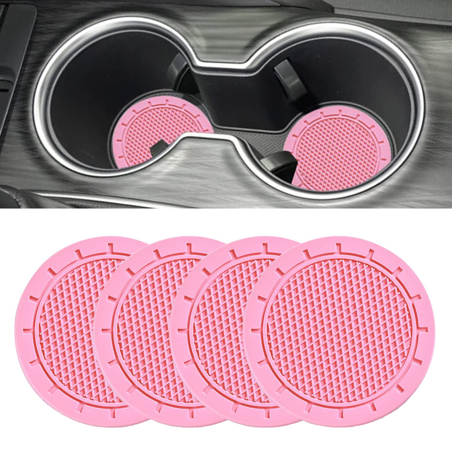 Lot De 8 Dessous De Verre Pour Voiture - 7x7 Cm, En PVC Antidérapant, Résistant à La Chaleur, Facile à Nettoyer - Noir