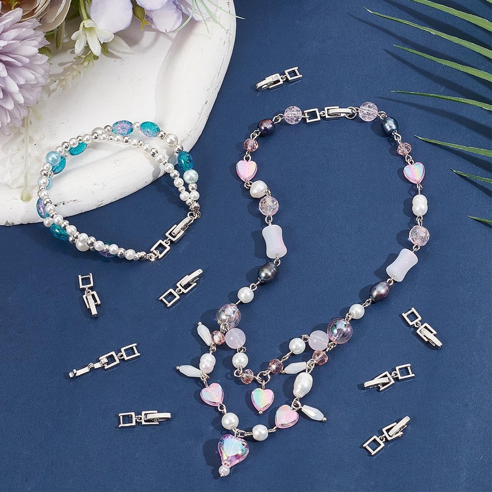 Beebeecraft 1 Box 10Pcs Silver Fold Over Clasp Extender Brass Small Craft Foldover Metal Jewelry Findings Extension Fastener Clasps for Jewelry Making Bracelets Necklaces Supplies DIY Crafts Women - Image 4