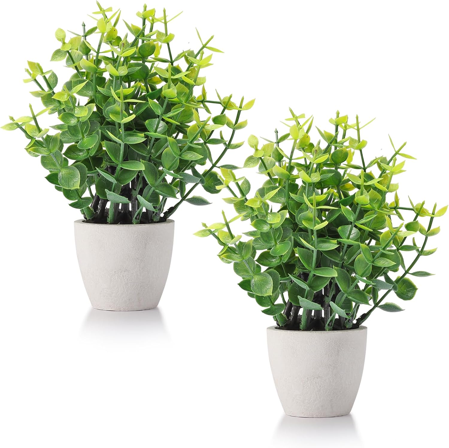 FAVOWREATH 2 Pack Ceramic Mini Fake Plants - Realistic Artificial Potted Greenery for Home Office Table Bathroom Decor