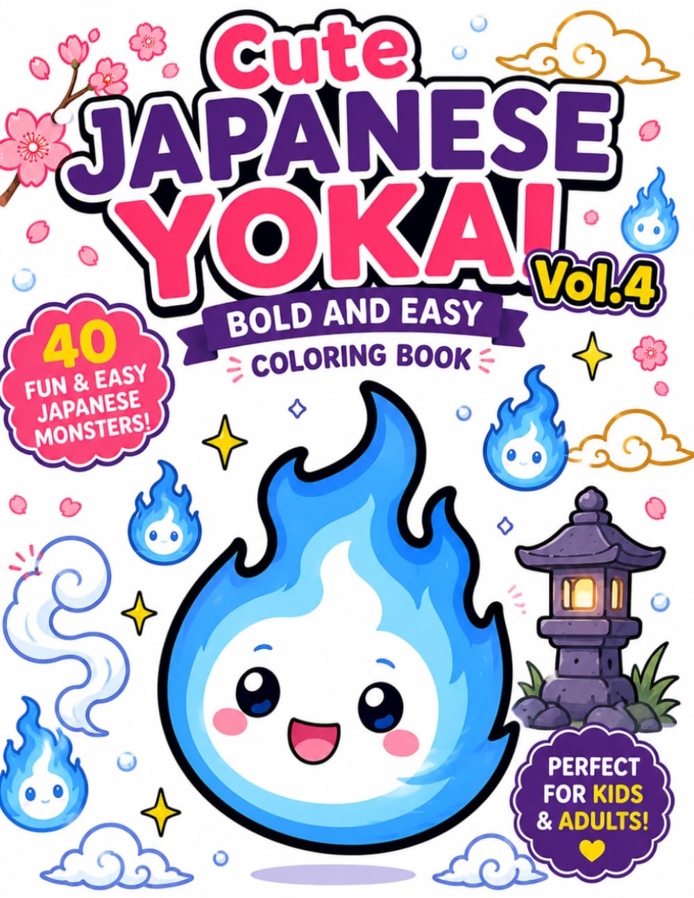 Cute Japanese Yokai Vol.4 Bold and Easy Coloring Book