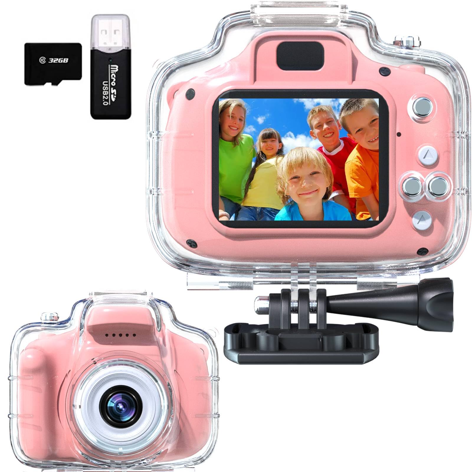 Cámara Infantil Impermeable Kriogor – 1080P HD Con 32GB TF, Zoom 4X Y 8MP, Ideal Para Niños De 3 A 12 Años (Funda De Silicona)