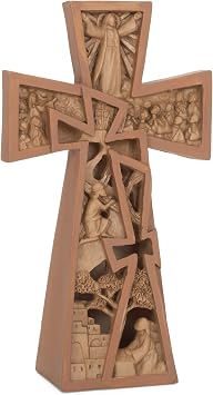 Pierced Stages of Christ Resurrection 8 x 6 Resin Stone Table Top Cross