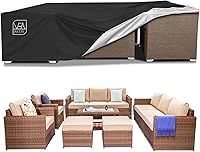 Vista 8 de AKEfit Fundas para Muebles de Patio, 500D Impermeable de Servicio Pesado para Mesa de Patio Cuadrada y Rectangular para Exteriores y Fundas de Negro