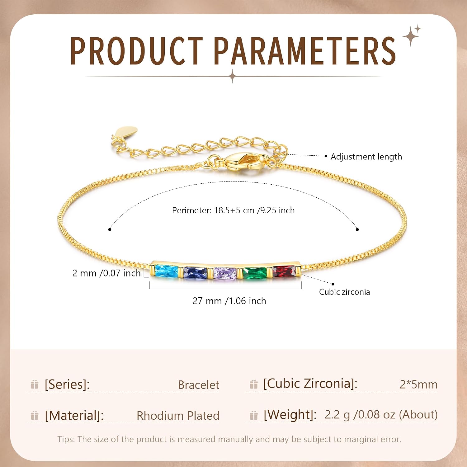 Personalized Birthstone Bracelet for Women – 925 Sterling Silver Adjustable Family Mothers Day Bracelet with Birthstones, Mothers Day, Christmas,Birthday Gift for Mom, Grandma, Wife, Bridesmaid