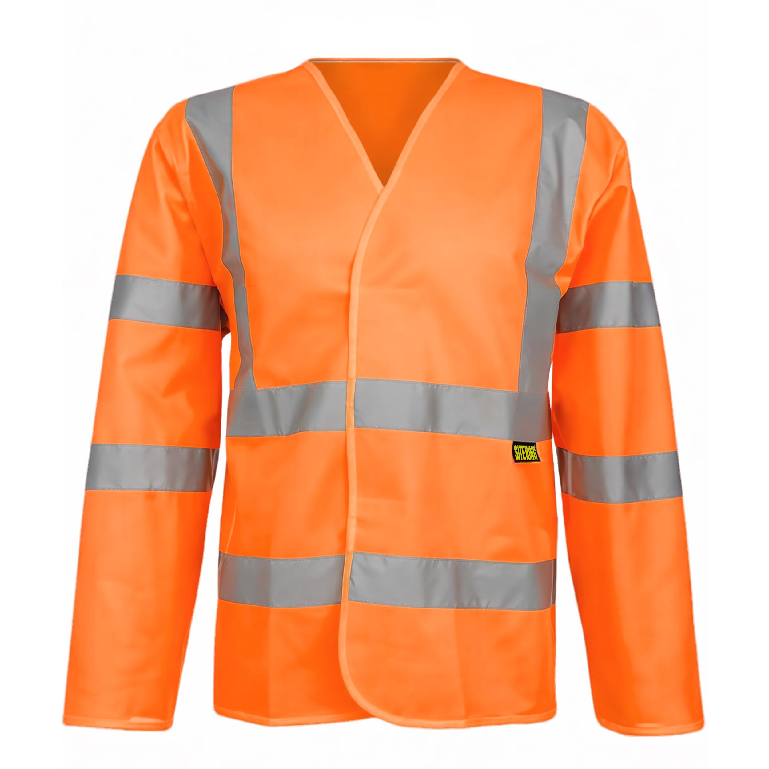 SITE KING Hi Vis Long Sleeve Safety Vest EN471 Class 2 Reflective Waistcoat Yellow Orange Sizes S to 5XL Workwear (4XL, Orange)