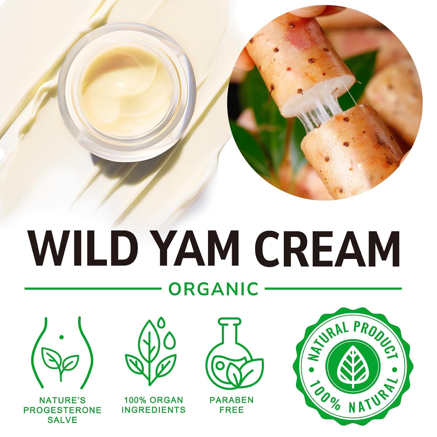 Wild Yam Cream - Wild yam Cream - Suitable for Relieving Symptoms During Periods of Physical Change - for All Skin Types 2.1floz - Image 2