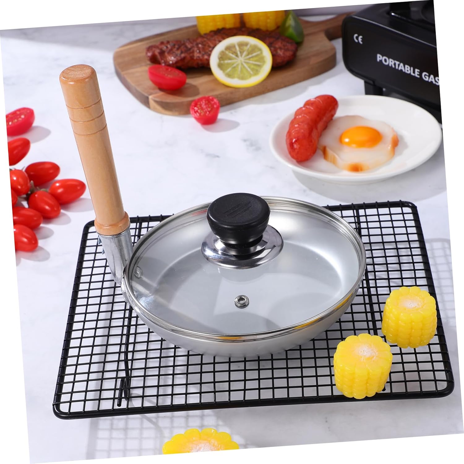Japanese Oyakodon Frying Pan Vertical Handle Non-Stick Tamagoyaki Egg Pan for Home Cooking and Omelettes for Induction Stoves