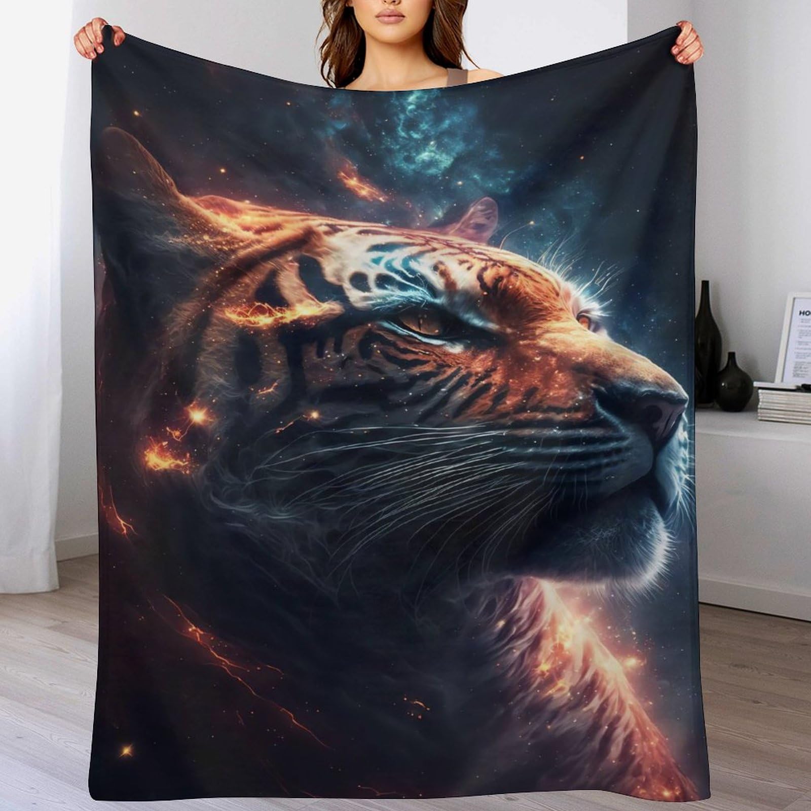Plaid tigre chaud et lavable pour vos soirées cinéma sur le canapé
