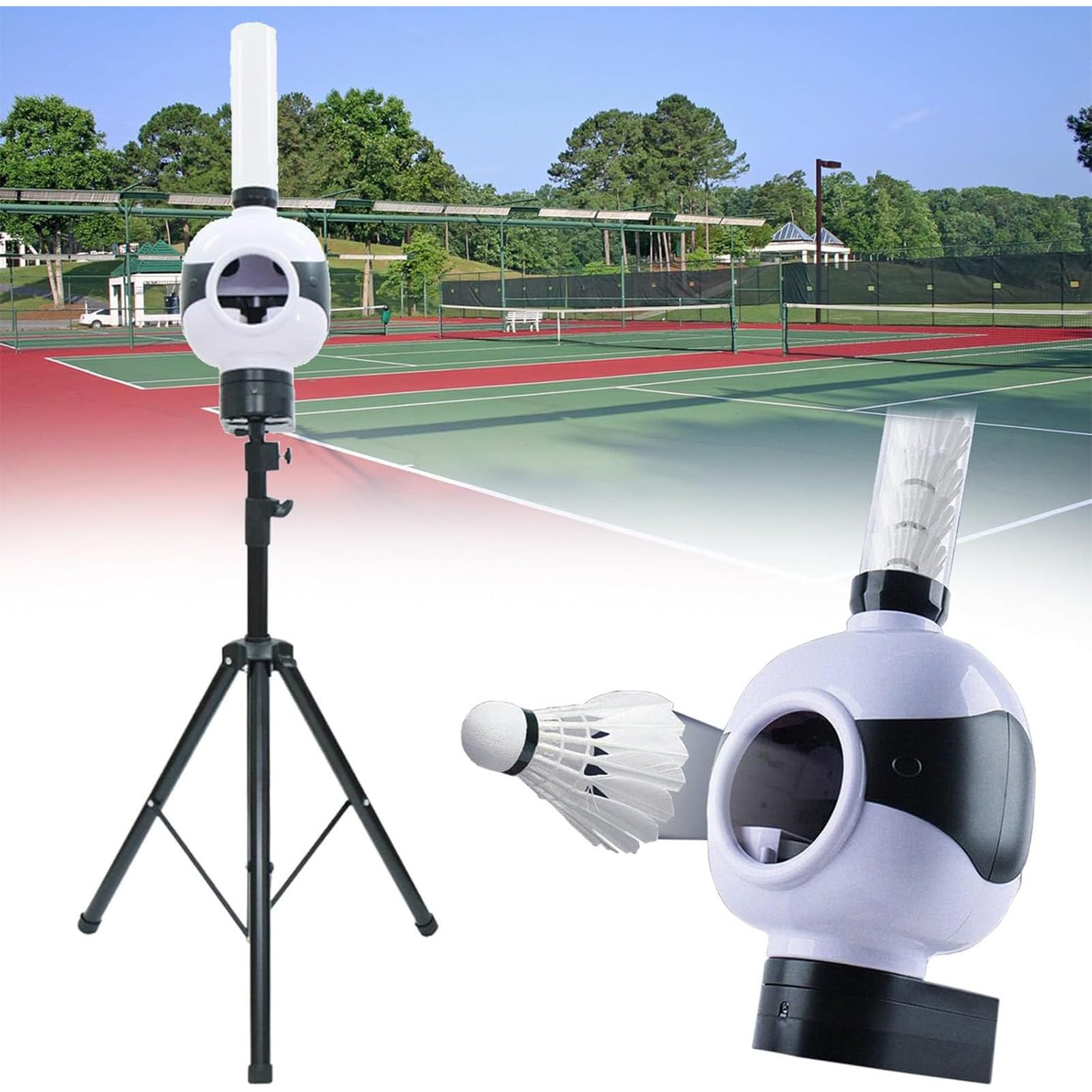 Volano servire robot, dispositivo automatico di allenamento badminton con testa agitante, lanciatore di volani per badminton per bambini e adulti, partner di pratica per palestra domestica