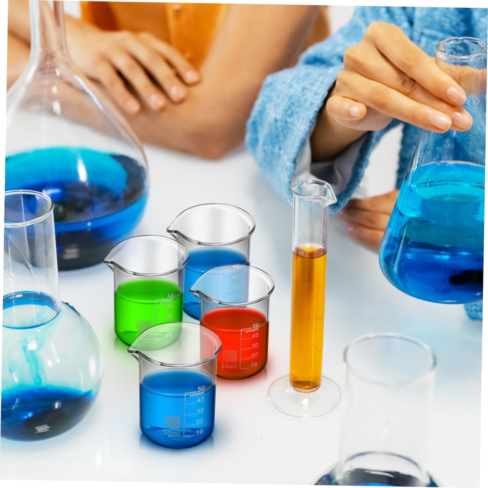 IMIKEYA Vaso Medidor de Precisión 50ml de Vidrio, 20 Piezas | Vaso Graduado de Laboratorio, Medición Exacta y Limpieza Fácil, Diseño Simple y Elegante
