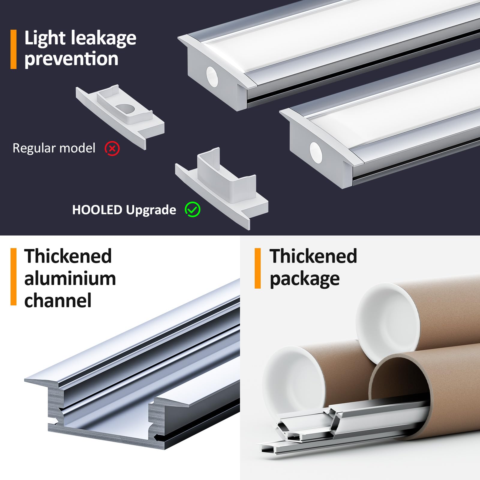 Aluminium led-profiel 12 x 1 m met melkwitte afdekking, eindkappen en montageklem voor ledstrips (U-profiel zilver - 12 m) ledstrip niet inbegrepen