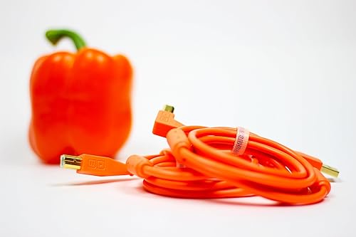 Miniatura 3 de DJ TechTools Chroma Cables Right-Angled USB-A to USB-B Cable  1.5m  5 ft  Audio Optimized  Shielded from Interference  Cable Tie (Neon Orange)