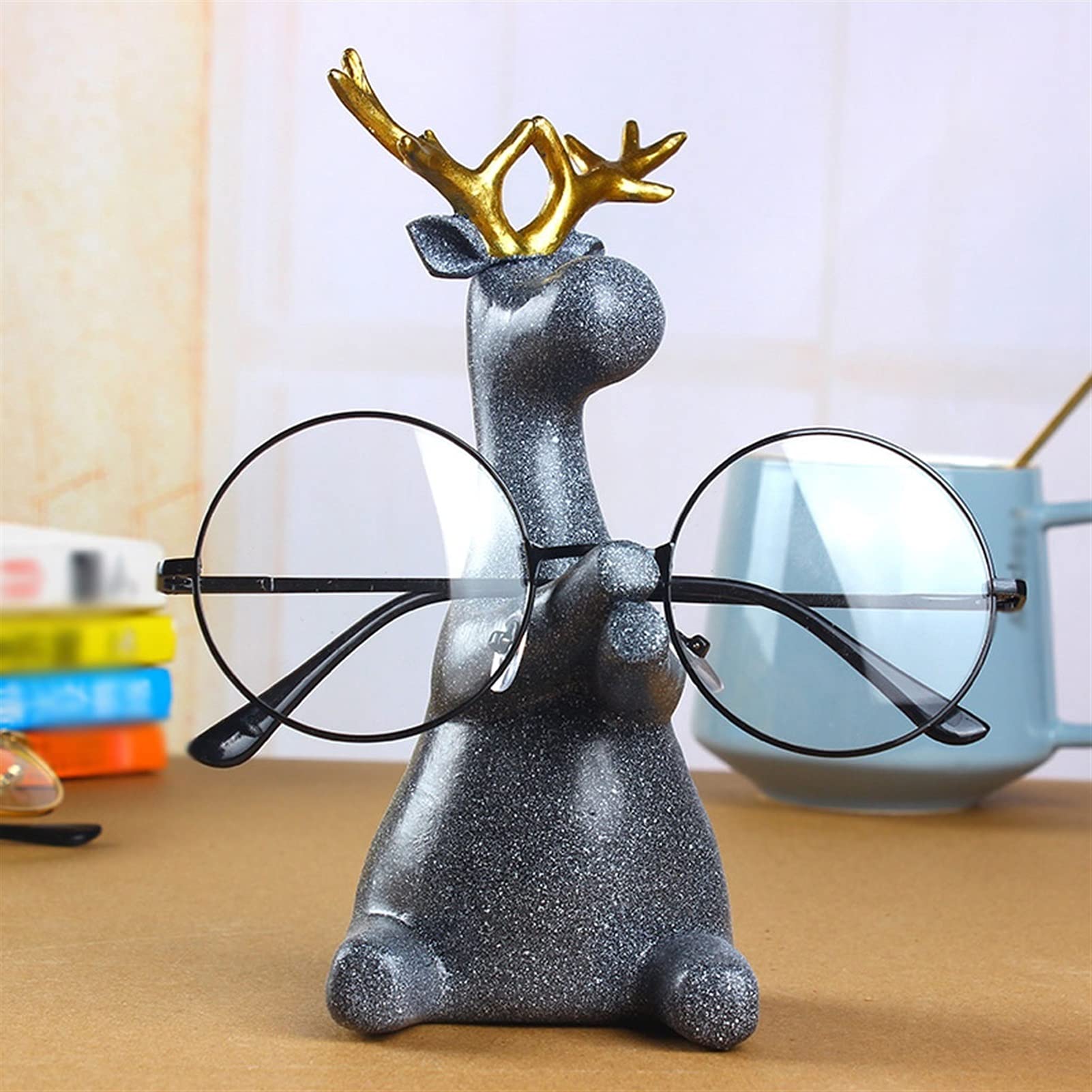 Gafas de sol soporte expositor con gabinete de almacenamiento y pequeños adornos creativos