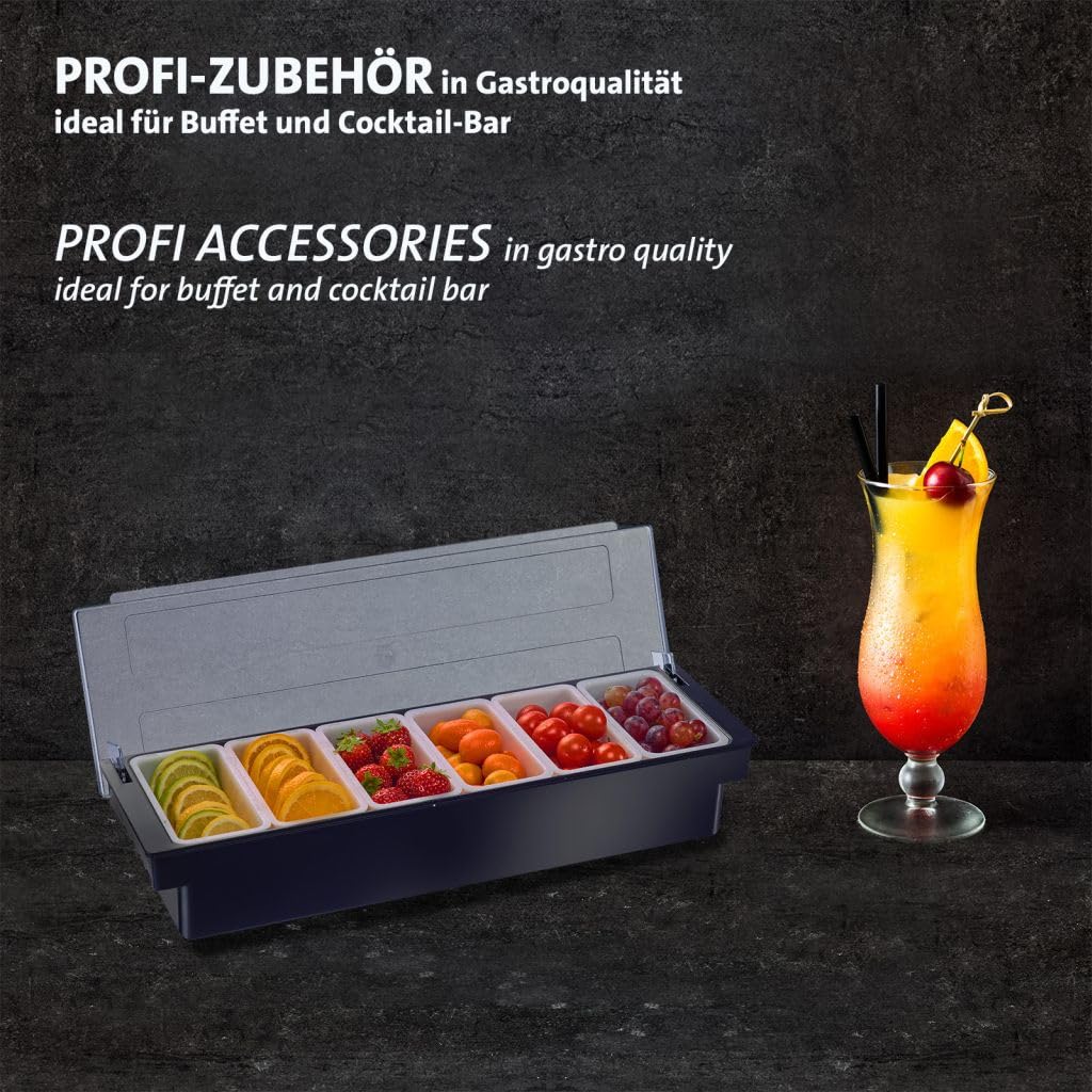 Westmark Epices/Fruit Bar Pano - Boîte de conservation pratique pour bar, buffet et restauration - Boîte alimentaire avec couvercle - 6 compartiments de 400 ml chacun - ABS sans BPA