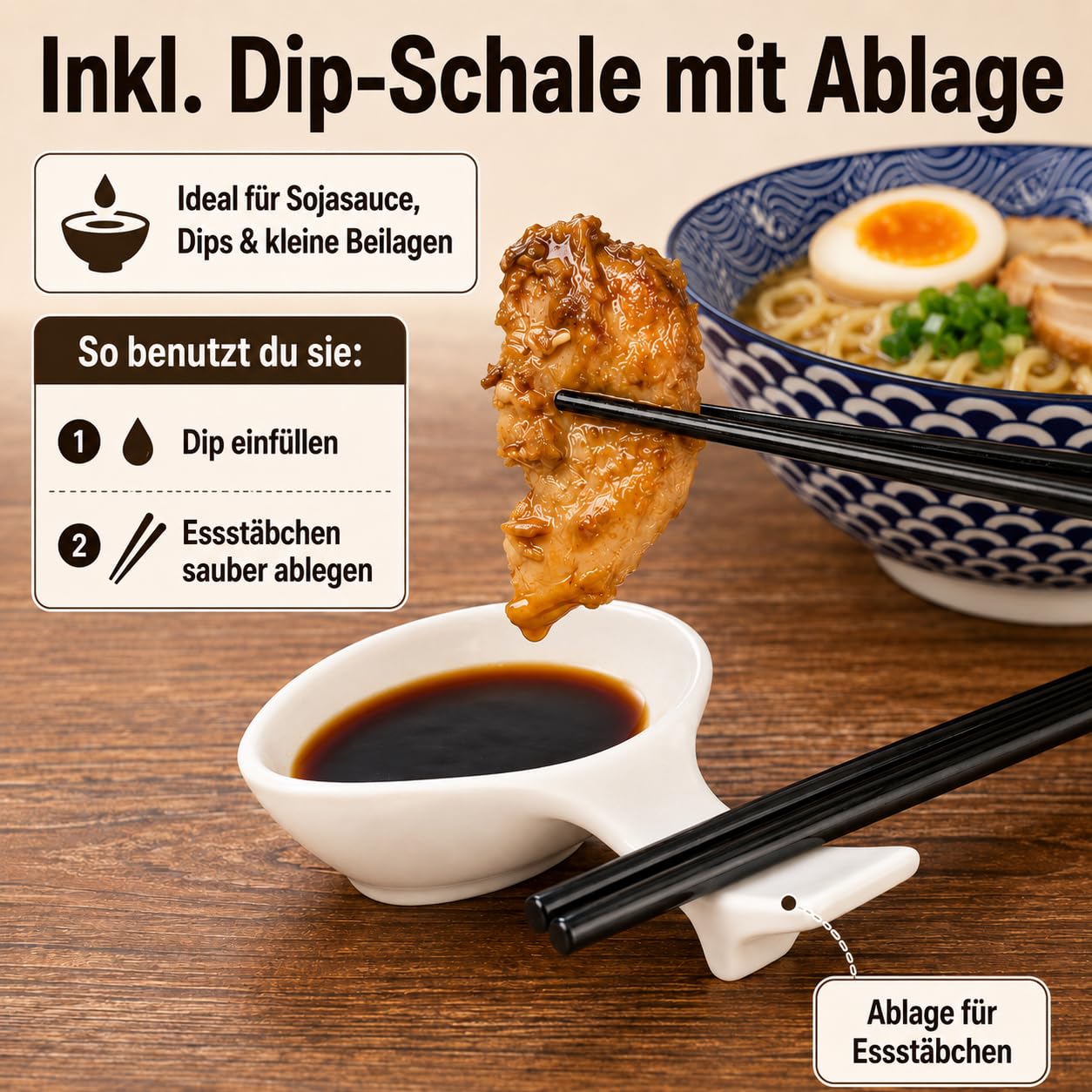 Urban Lifestyle Set Cuencos Ramen y Udon para 2 Personas Vajilla Asiática de Porcelana Ø 20,5 cm 1000 ml con Cucharas Ramen, Cuencos para Salsas y Palillos Japoneses – Estilo Japonés