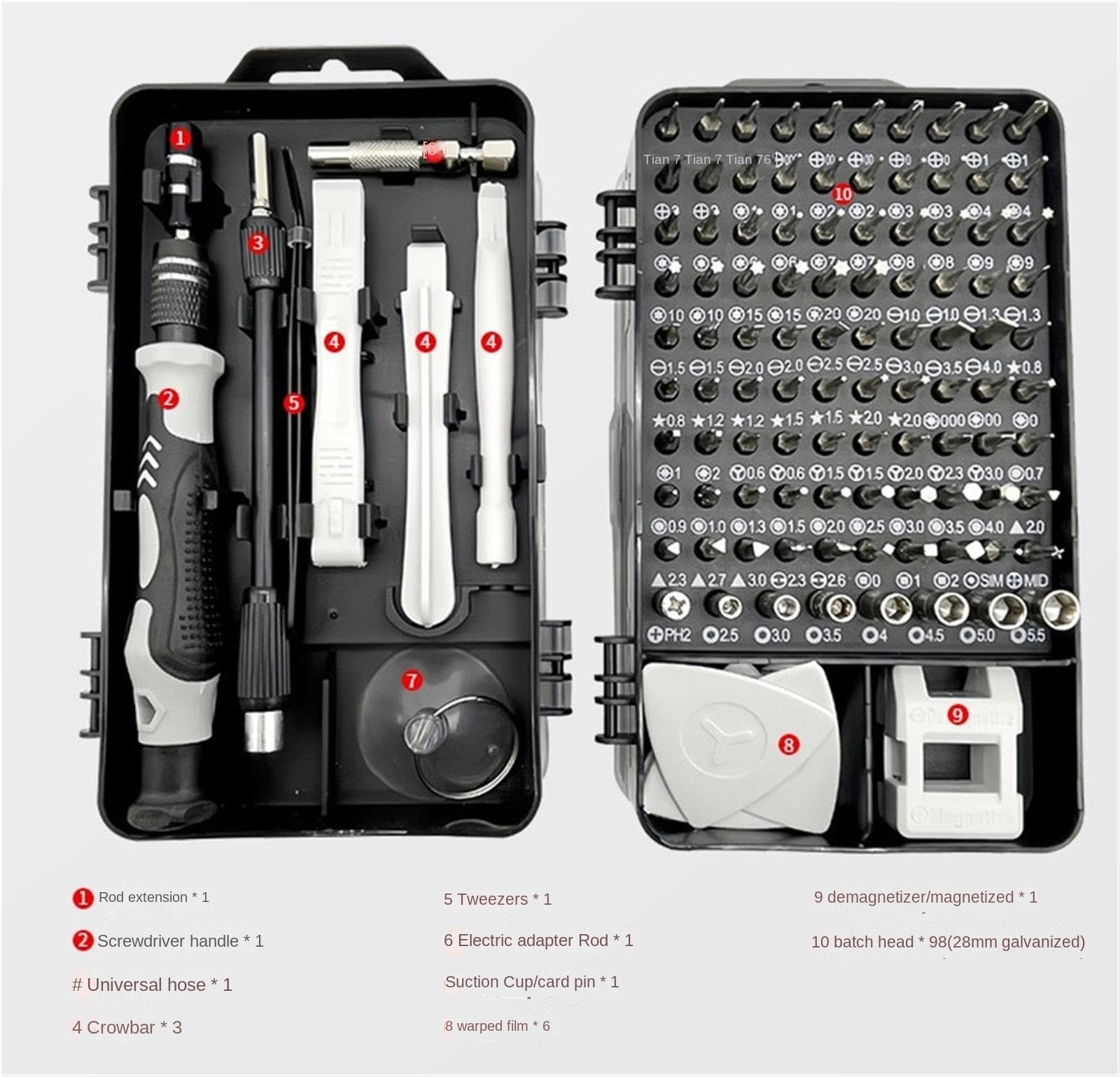 Attrezzi Auto Kit di Utensili Manuali for Uso Domestico da 115 Pezzi con Set Cacciaviti Custodia Portatile Set