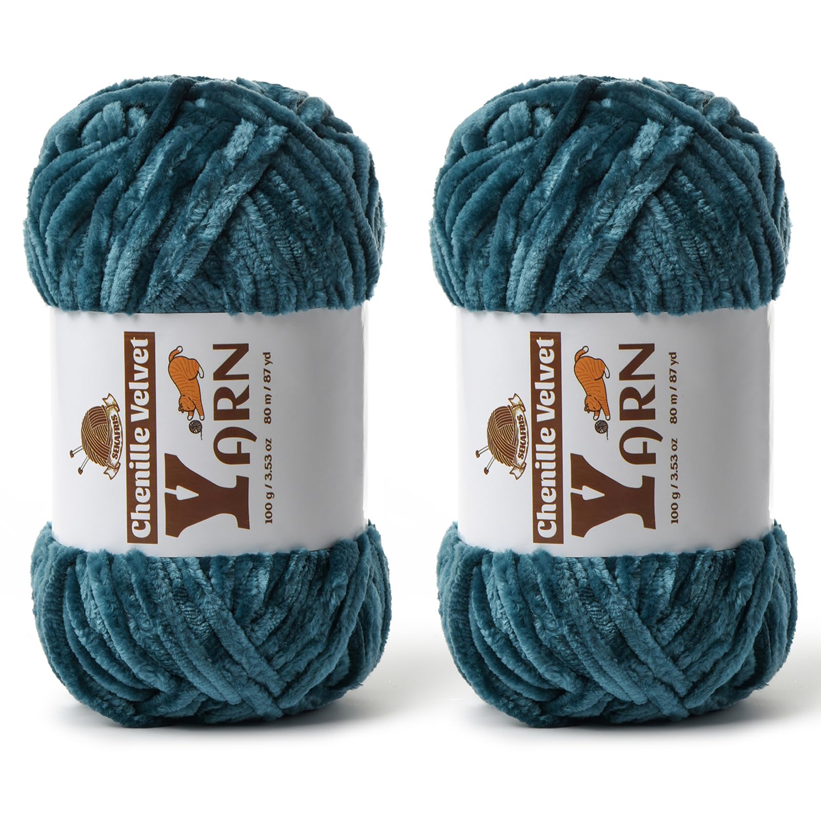 Chenille Crochet Sapphire Blue Yarn 2 Pack