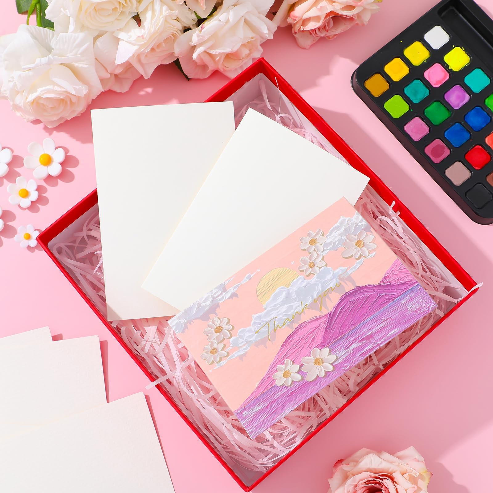 Blanko-Aquarellkarten mit Umschlägen, 300 g/m², schwere Baumwoll-Aquarell-Papierkarten, 10,2 x 15,2 cm, faltbare Aquarell-Postkarten mit Umschlägen für Grußkarten, Geburtstag, Hochzeit, Einladungen,