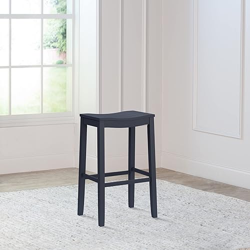 Miniatura 66 de Hillsdale Fiddler Taburete de madera sin respaldo con asiento estilo silla de montar, gris envejecido gris (Aged Gray),marino,Negro -,Blanco