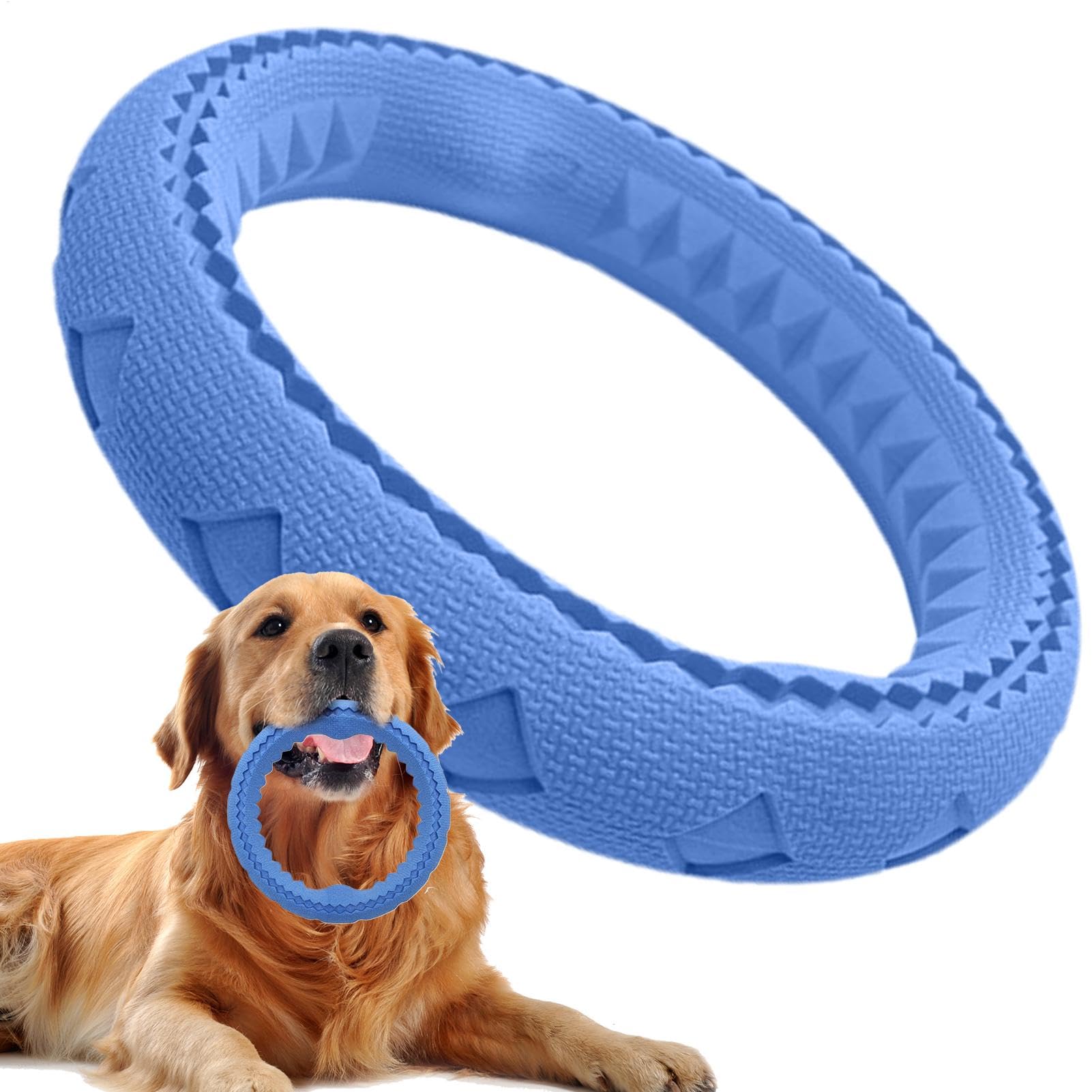 Dog Chew Rings - Soft Rubber Toy | Durable Bite Resistant Dog Ring for Chewing, Chasing and Training, Interactive Pet Toy