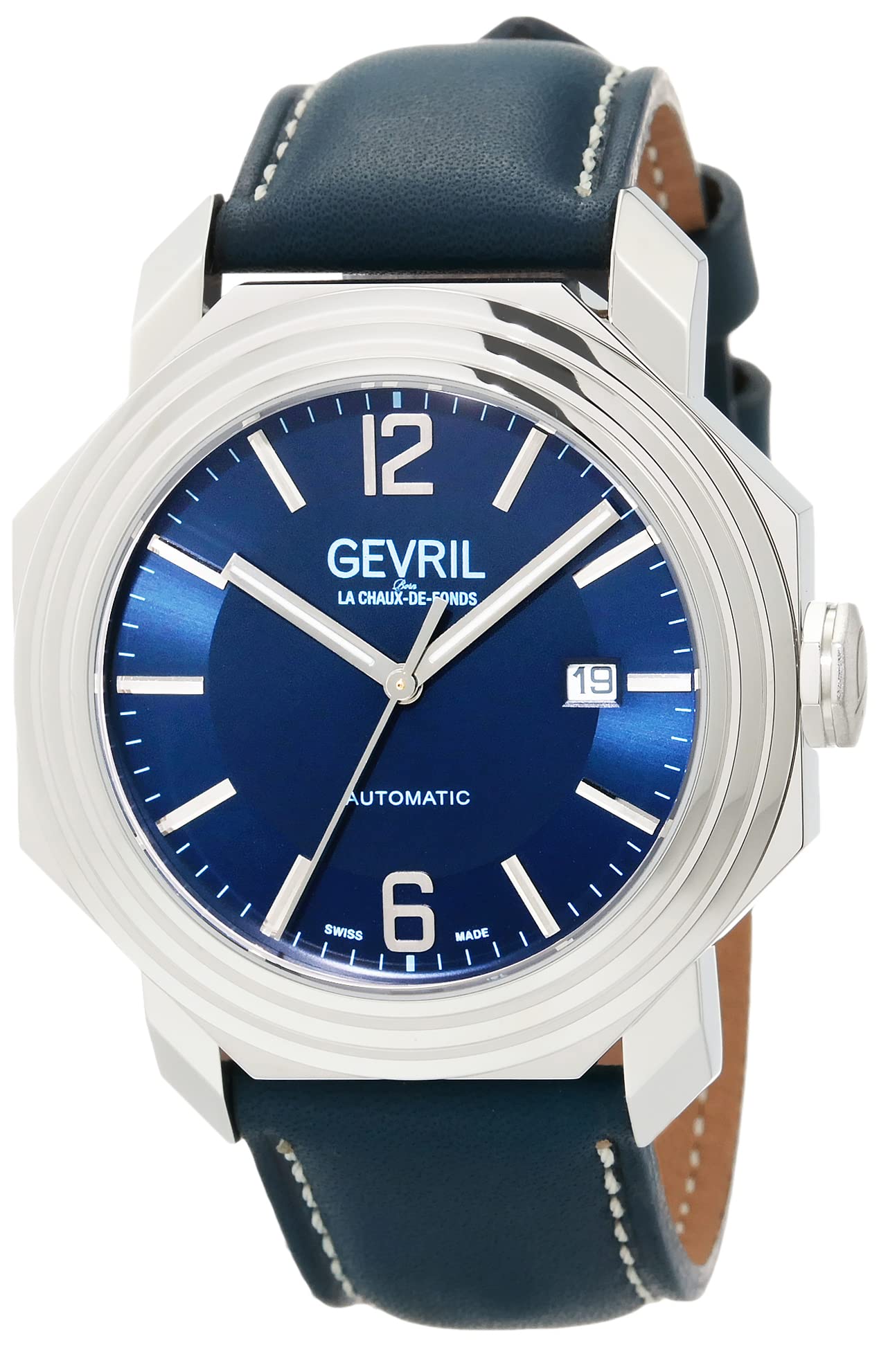Photo 1 of Gevril Men's Canal St Automatic Watch, Genuine Italian Handmade Leather Strap
