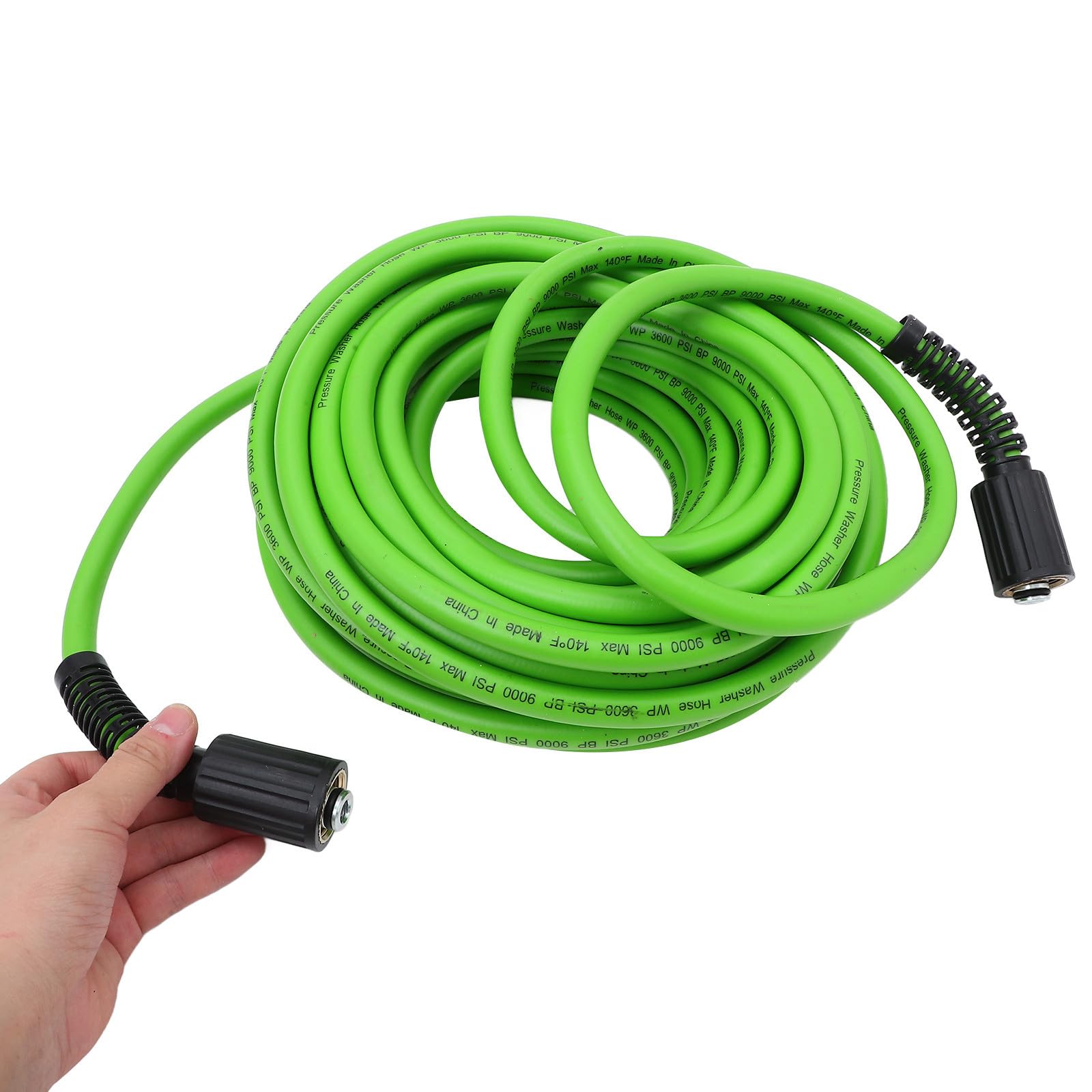 Tubo di Prolunga 15 M per Idropulitrice ad Alta Pressione | Pvc e Lega di Zinco, Tubo Flessibile Verde Chiaro, Attacco 14, 15mm Interno e 22mm Esterno