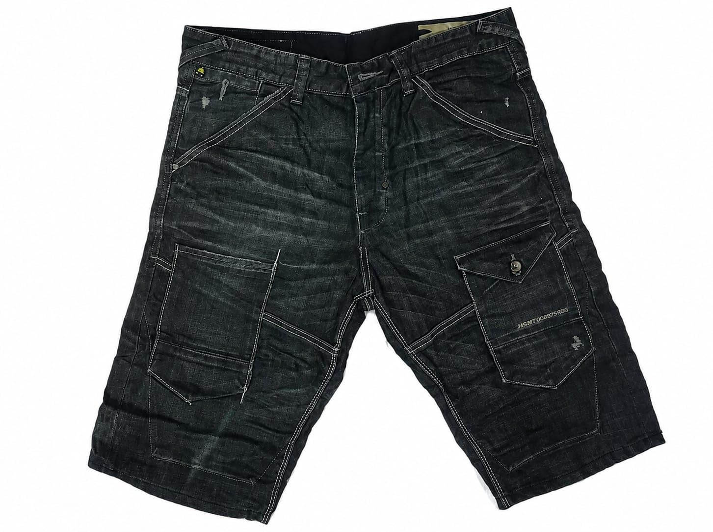 Men's Black Denim Cargo Shorts Casual Multi Pocket Knee Length Jean Shorts-picture-12