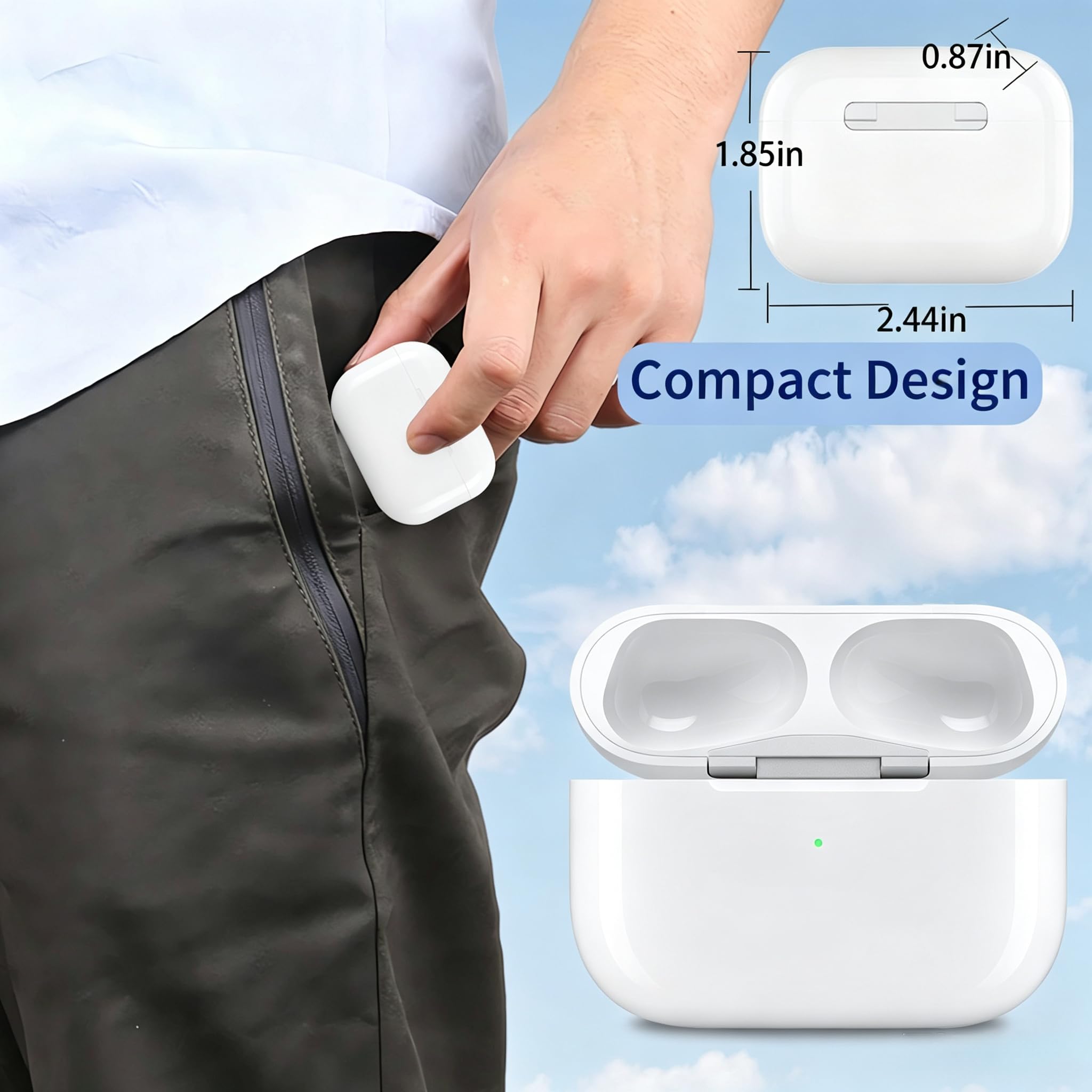Custodia di ricarica wireless compatibile con AirPods Pro 3 | Ricarica USB-C, custodia di ricambio, AirPods Pro 3