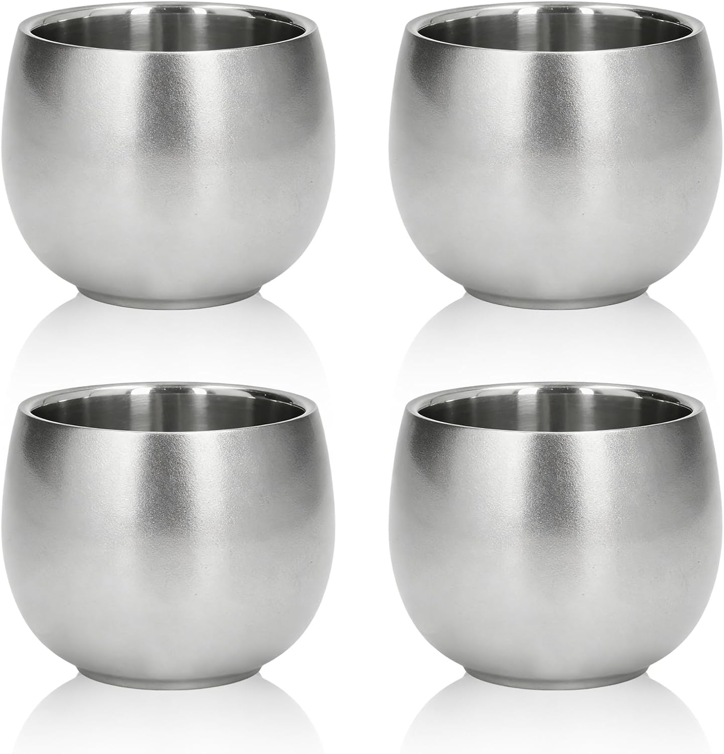 HERCHR 4pcs Small Stainless Steel Espresso Cups, 150ml Lungo Cups Tea Cups Espresso Cups Double Walled Vacuum Insulated for Outdoor Camping Hiking Picnic