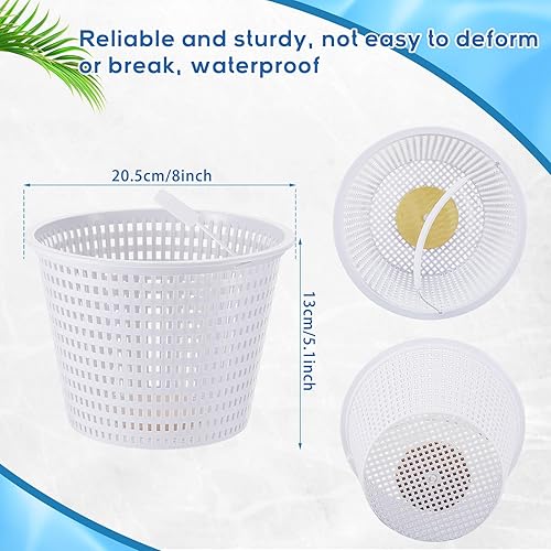 Miniatura 2 de Mumufy Paquete de 4 cestas de repuesto para desnatadora de piscina con asa, cesta resistente para mantenimiento de piscinas, consejos presta