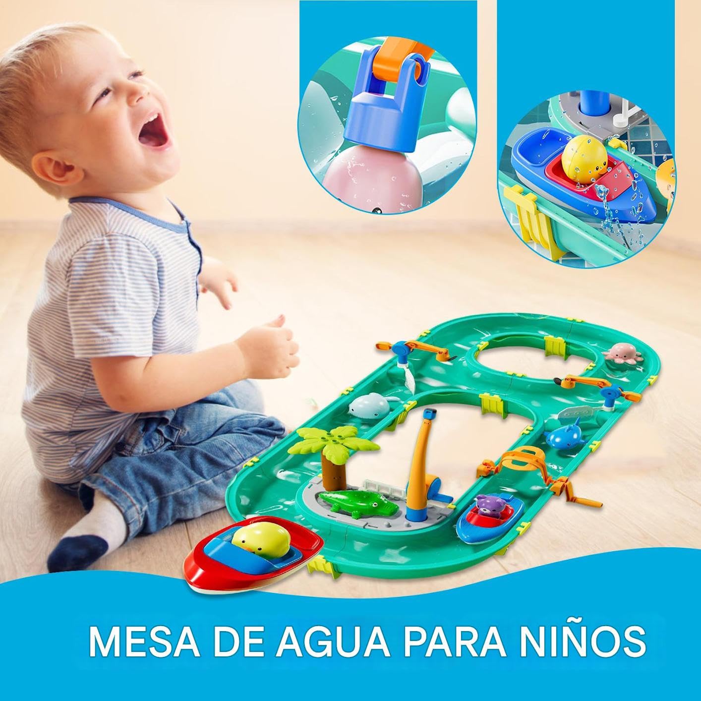 Genérico Mesa De Agua para Niños,Mesa De Agua Interactiva - con Accesorios De Juego para Parque Escuela Casa Patio Aula