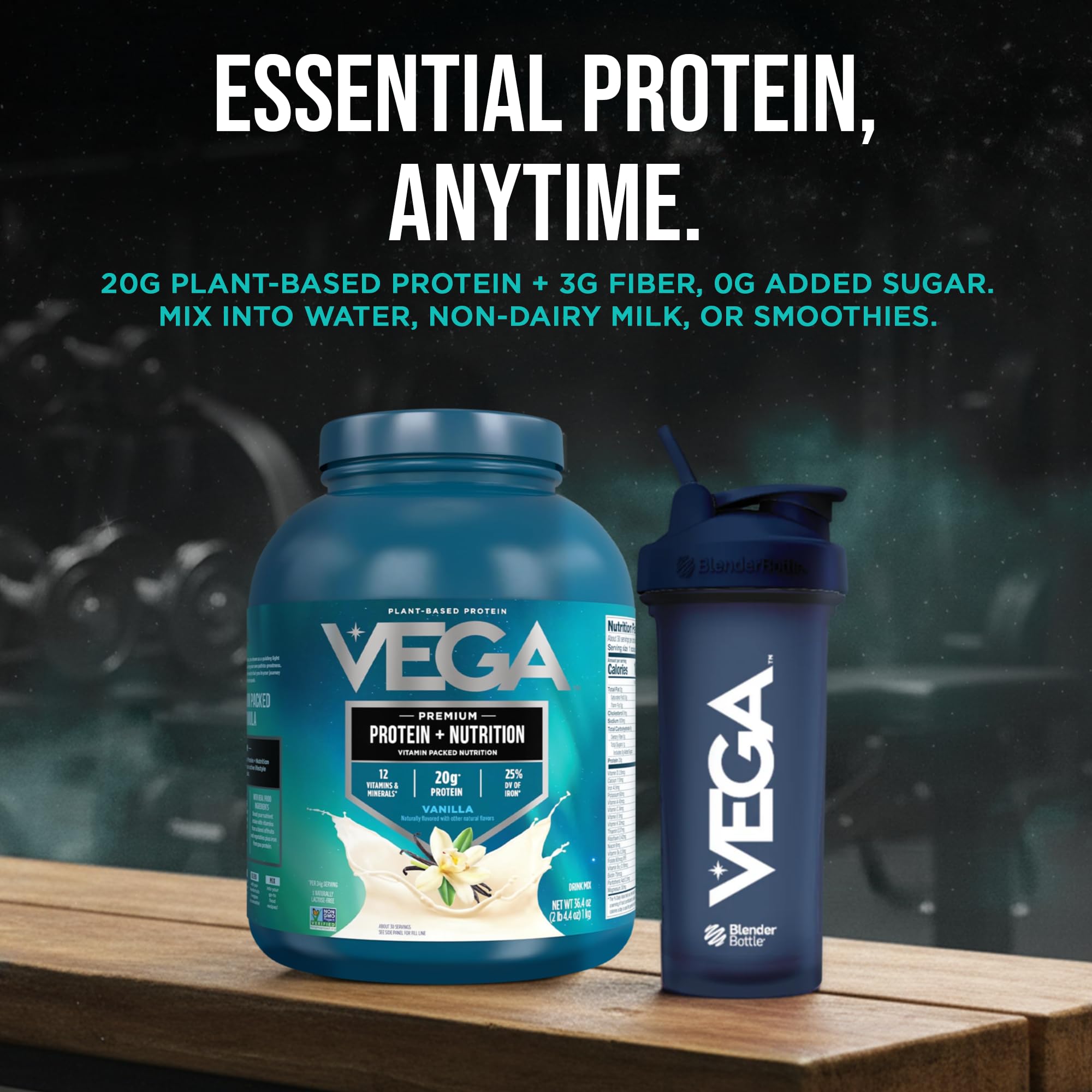 Vega Protein + Nutrition – 20g Plant Based Vegan Protein Powder, Vanilla for a Dairy-Free Protein Shake – XL Tub, 2.3lbs (30 Servings) — Amazon image 10
