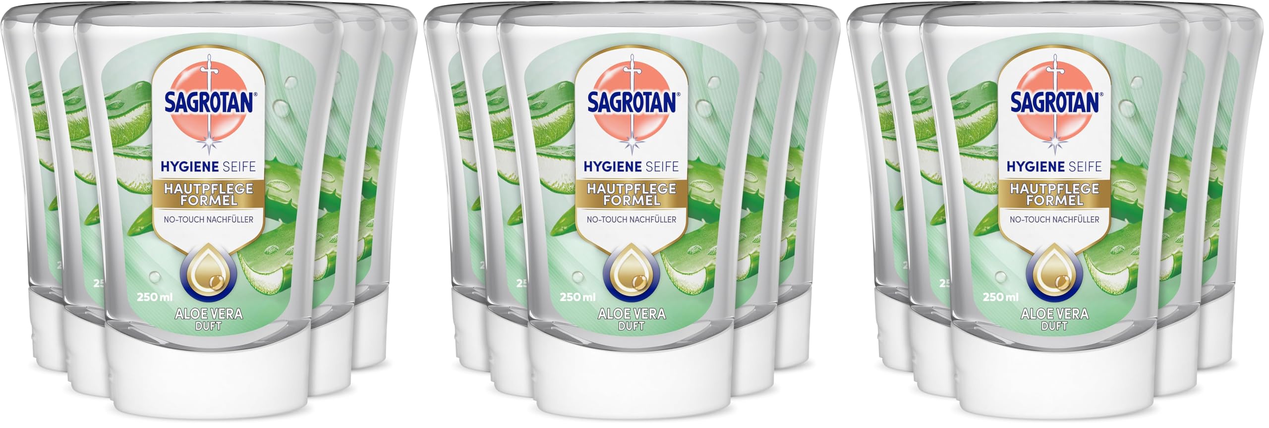Sagrotan No-Touch Nachfüller Aloe Vera – Für den automatischen Seifenspender – 5 x 250 ml Handseife (Packung mit 3)