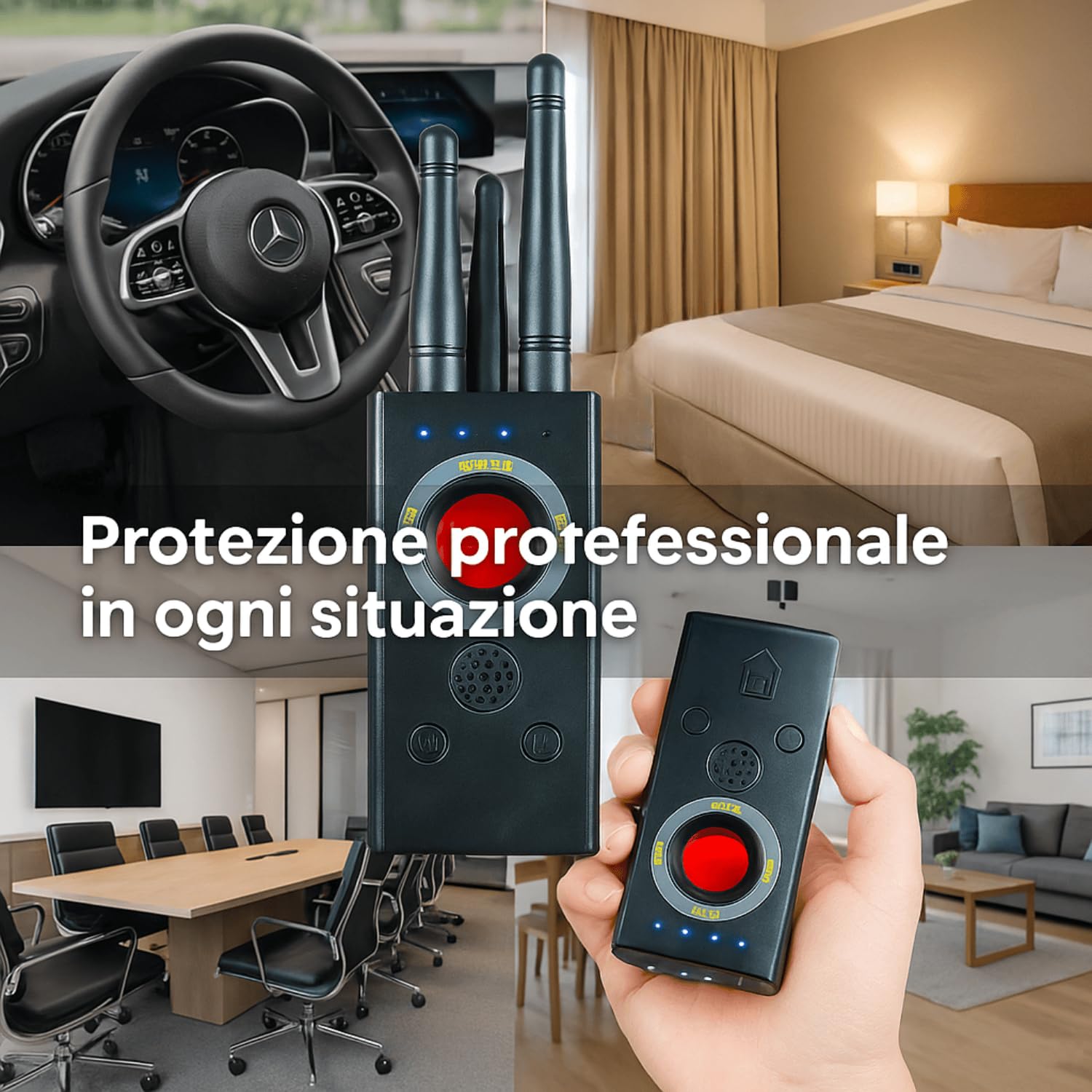 Rilevatore Microspie, Rilevatore Telecamere Nascoste e Tracker GPS, Rilevatore Anti Spia con 3 Modalità Professionale (T16 CHEEK H6)