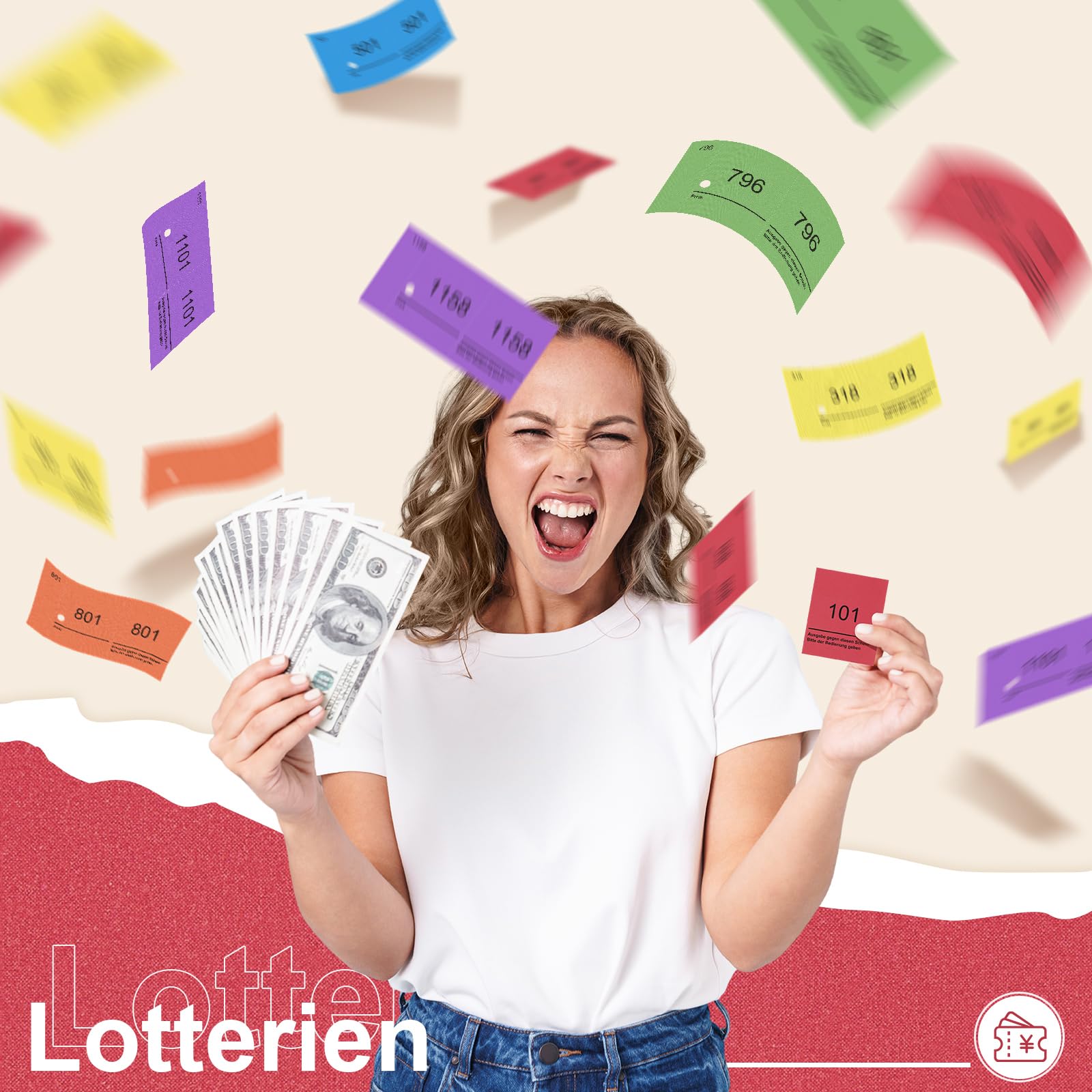 Nezyo Nezyo 12 Blocchi Numerici 1-1200 Biglietti della Lotteria Blocchetti Numerati Doppi 5 x 10 cm per Gettoni Guardaroba Strappi Numerati Biglietti Eventi Feste Fiere Lotterie